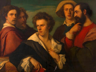 Gustav Gaul - Gruppenbildnis von fnf Freunden Gustav Gaul Karl Ferdinand Konradi Josef Lewinsky Adolf James Julius Price Franz Melnitzky.webp