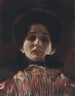 dam framifrån med plisserad klänning - Gustav Klimt — vy av konstverket