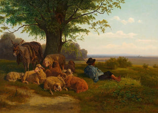 Gustav Ranzoni - Schafhirte mit Herde bei der Mittagsrast.webp