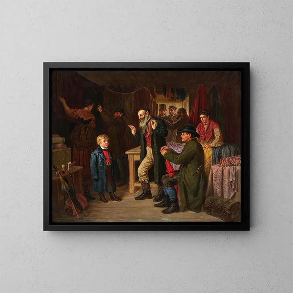 L'essayage du manteau - Gustav Zafaurek — inramlat konstverk på väggen