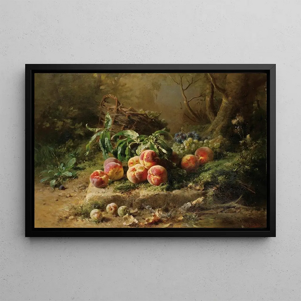 GustaveEmile Couder - Pches et panier de raisin dans un sousbois.webp