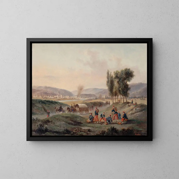 Sarrebruck efter slaget den 5 augusti 1870 - Gustave Boulanger — inramlat konstverk på väggen