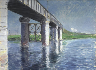 La Seine och järnvägsbron vid Argenteuil - Gustave Caillebotte — vy av konstverket