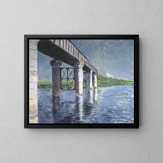 La Seine och järnvägsbron vid Argenteuil - Gustave Caillebotte — inramlat konstverk på väggen