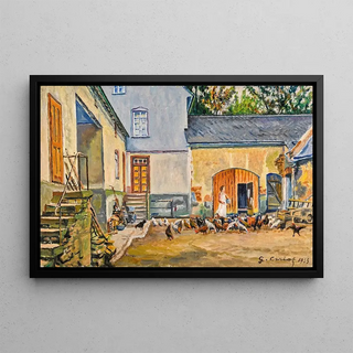 Gustave Cariot - La cour Mller Frieda et ses poules.webp