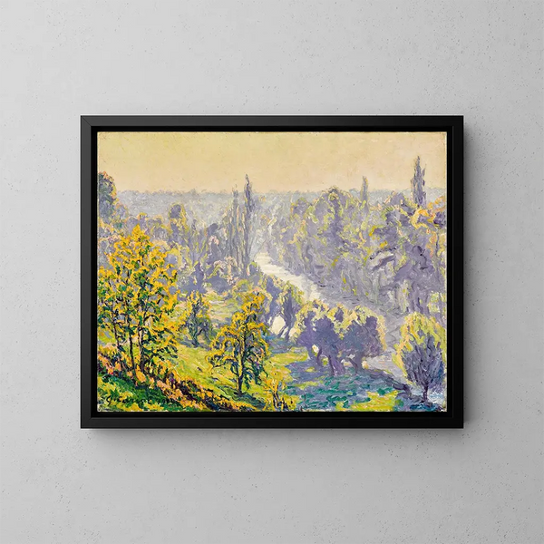 Prigny, höstmorgon på Yerres - Gustave Cariot — inramlat konstverk på väggen