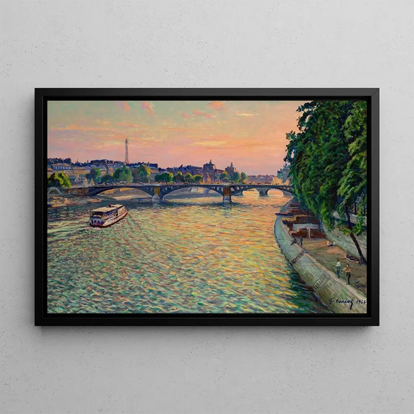 Vue de Paris - Gustave Cariot — inramlat konstverk på väggen