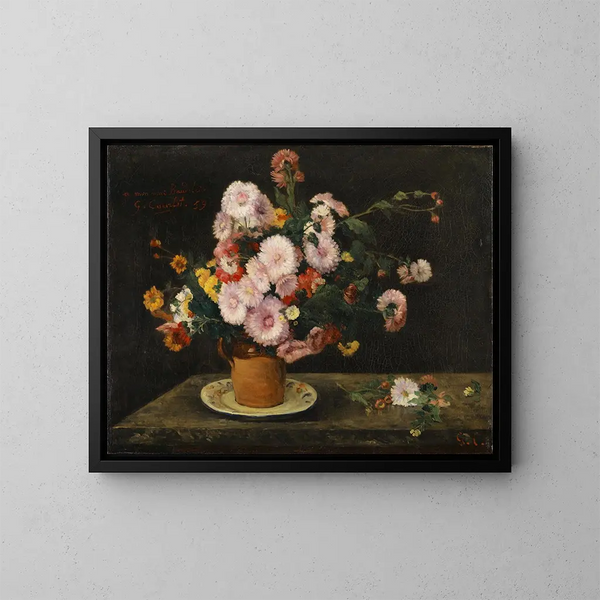 Bouquet d'asters - Gustave Courbet — inramlat konstverk på väggen