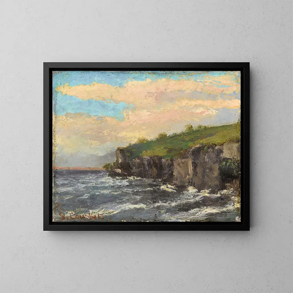 Falaises au bord de l'eau - Gustave Courbet — inramlat konstverk på väggen