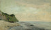 Falaise au bord de la mer vue Petite Plage soleil levant - Gustave Courbet — vy av konstverket