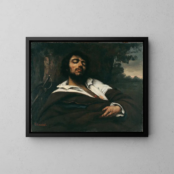Le blessé - Gustave Courbet — inramlat konstverk på väggen