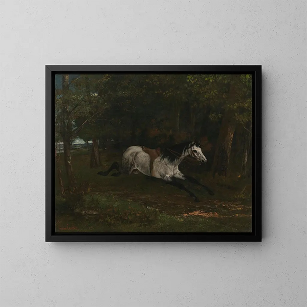 Häst i kontinuer - Gustave Courbet — inramlat konstverk på väggen