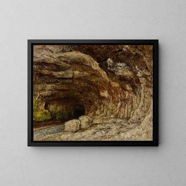 Grotte de Sarrazine nära Nans-sous-Sainte-Anne - Gustave Courbet — inramlat konstverk på väggen