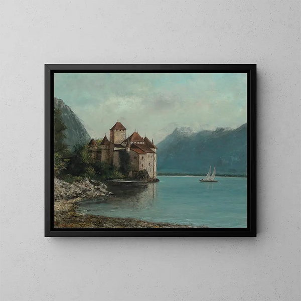 Le Château de Chillon, lac Léman - Gustave Courbet — inramlat konstverk på väggen