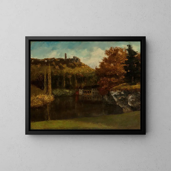 Le Lavoir, vy och ruiner av slottet Sceaux-en-Vallée - Gustave Courbet — inramlat konstverk på väggen
