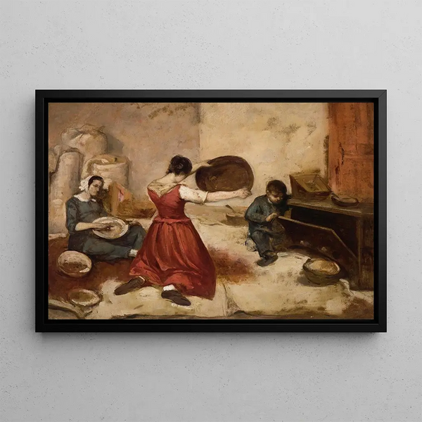 Les cribleuses de blé esquisse - Gustave Courbet — inramlat konstverk på väggen