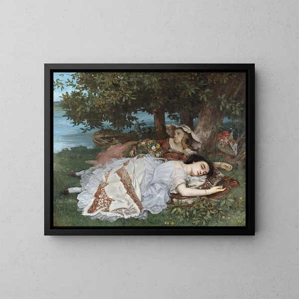 Les demoiselles des bords de la Seine - Gustave Courbet — inramlat konstverk på väggen