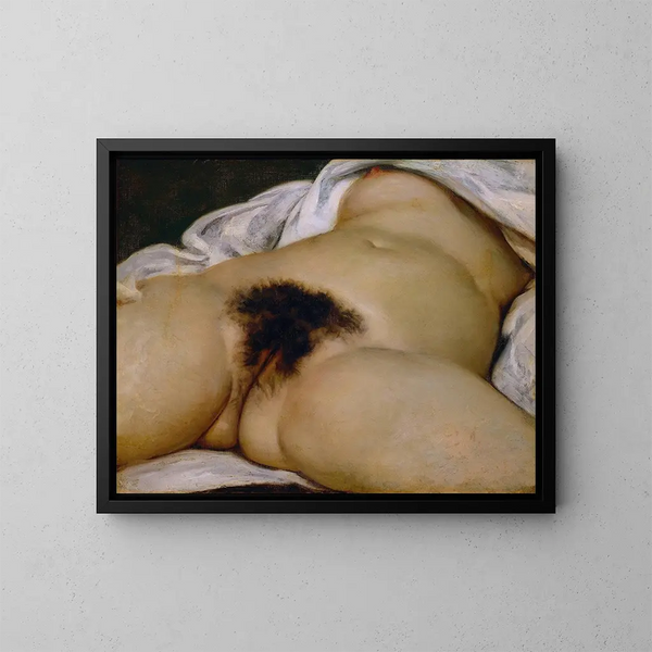 L'Origine du monde - Gustave Courbet — inramlat konstverk på väggen