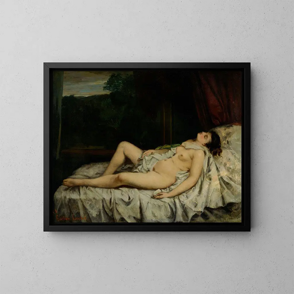 Nu endormi - Gustave Courbet — inramlat konstverk på väggen