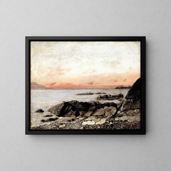 Solnedgång i Vevey, Schweiz - Gustave Courbet — inramlat konstverk på väggen