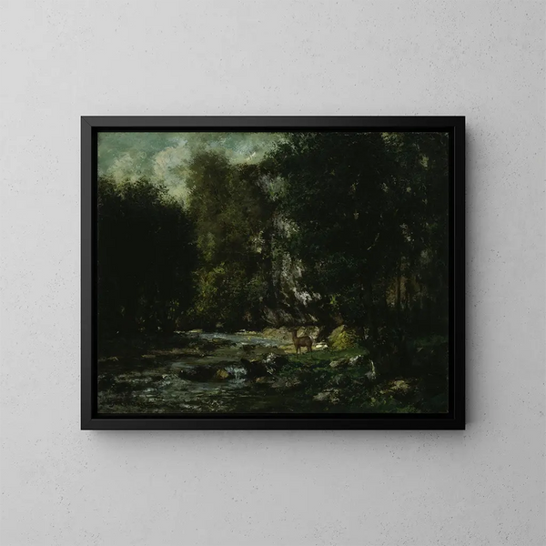 Le ruisseau des Puits Noirs - Gustave Courbet — inramlat konstverk på väggen