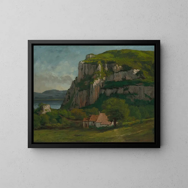 Le Rocher de Hautepierre - Gustave Courbet — inramlat konstverk på väggen