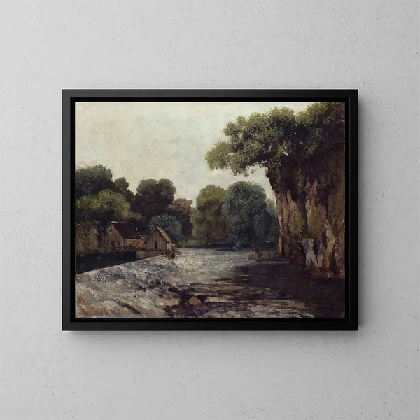 Le déversoir au moulin - Gustave Courbet — inramlat konstverk på väggen