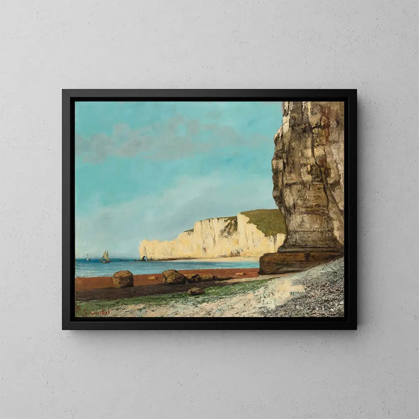 Les Falaises d'Étretat - Gustave Courbet — inramlat konstverk på väggen