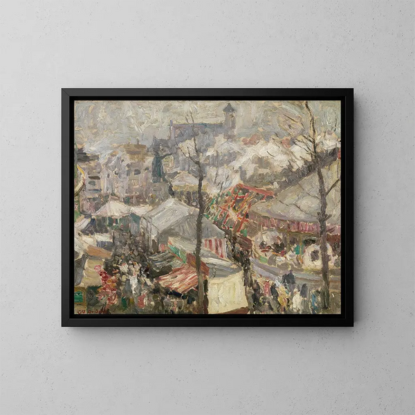 Foire au Vrijdagmarkt i Gand - Gustave De Smet — inramlat konstverk på väggen