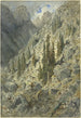 En alpinsk dal med träd och klippor - Gustave Doré — vy av konstverket