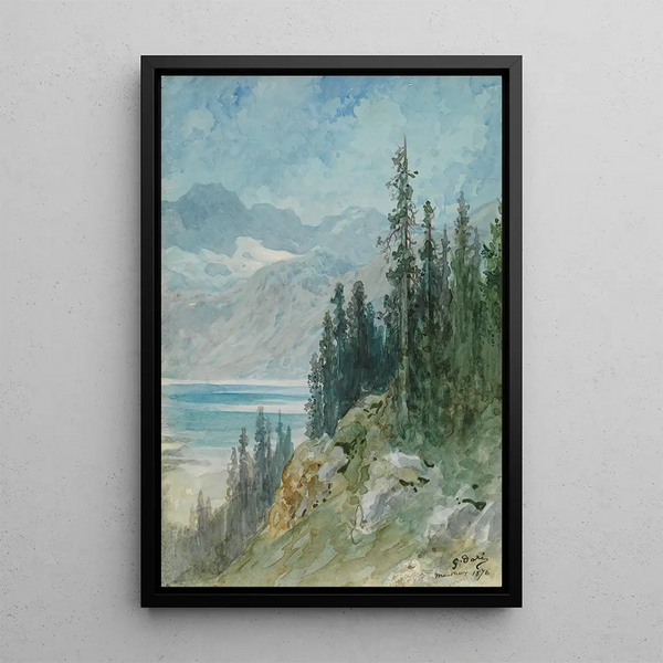 Vue sur le lac Léman près de Montreux - Gustave Doré — inramlat konstverk på väggen