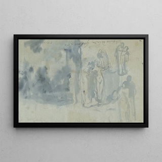 Gustave Dor - Sketches of people including a female nude.webp