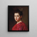 kvinna i röd klänning - Gustave Jean Jacquet — inramlat konstverk på väggen
