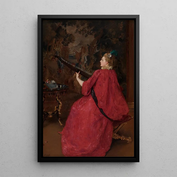 La musicienne - Gustave Jean Jacquet — inramlat konstverk på väggen