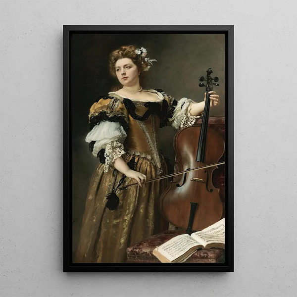 Le violoncelliste - Gustave Jean Jacquet — inramlat konstverk på väggen
