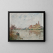 Längd: 60 cm, Höjd: 50 cm, Material: Olja på duk, Skapad av Gustave Loiseau, Konsttryck av L'Usine au bord de la rivière, 20th century, Fransk konstnär, Landskapsmålning, Impressionistisk stil — inramlat konstverk på väggen