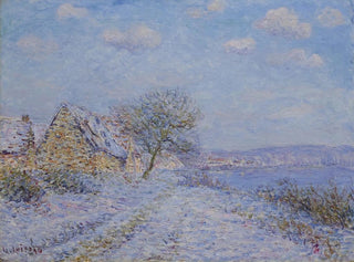 Tournedos sur Seine, snö, frost, sol - Gustave Loiseau — vy av konstverket