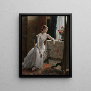 Gustave Lonard de Jonghe - Girl With A Rose.webp