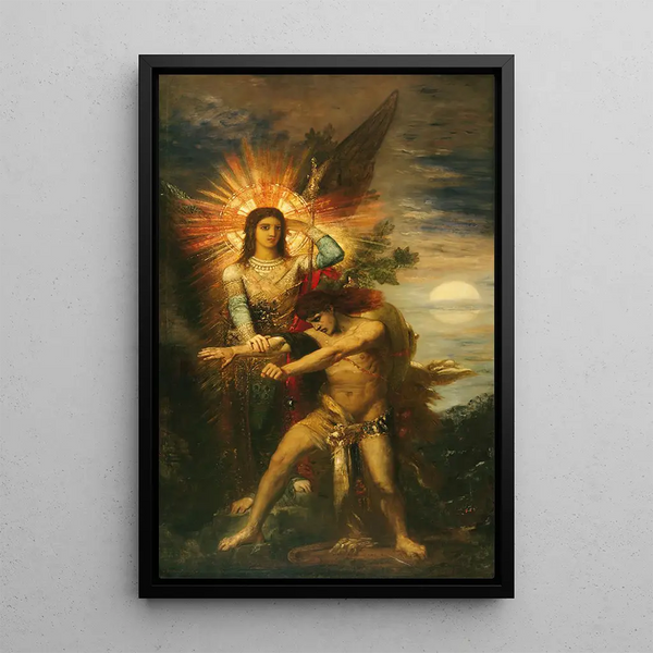 Jacob och ängeln - Gustave Moreau — inramlat konstverk på väggen