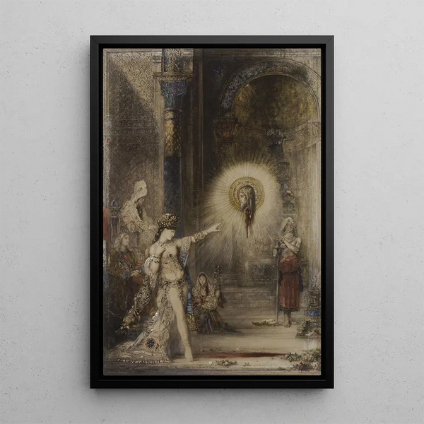 L'Apparition - Gustave Moreau — inramlat konstverk på väggen