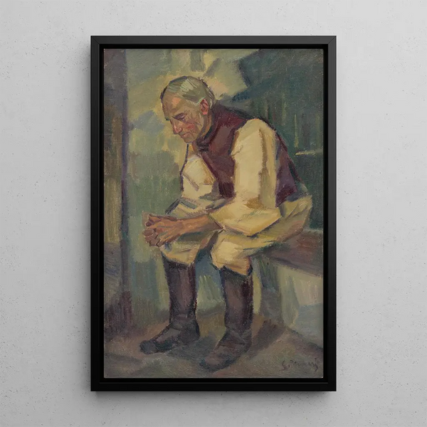 Studie av en äldre man som sitter - Gustav Mahler — inramlat konstverk på väggen