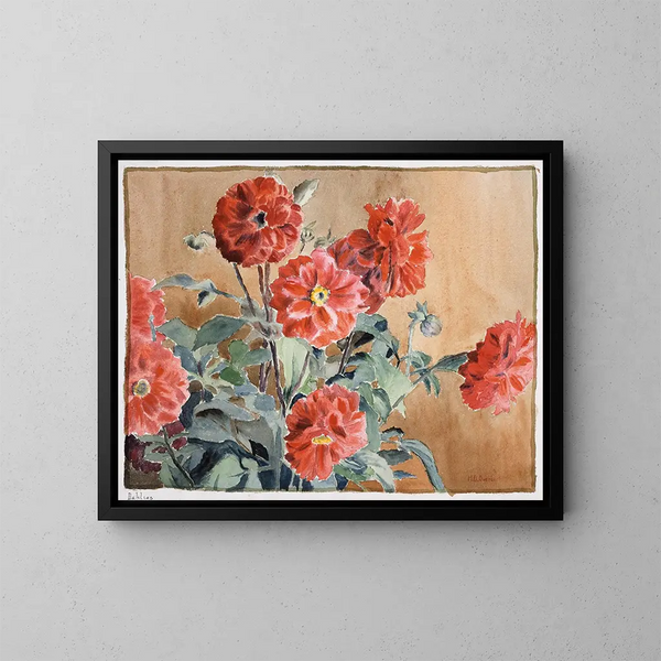Dahlias - Hannah Borger Overbeck — inramlat konstverk på väggen