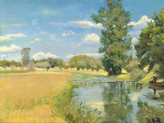 Hans Andersen Brendekilde - Flod gennem hstlandskab sommer.webp