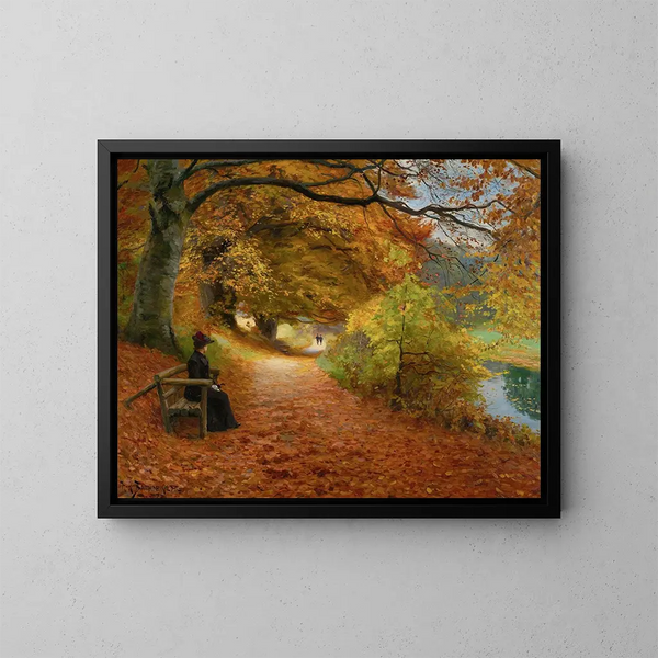 Sentier boisé en automne - Hans Andersen Brendekilde — inramlat konstverk på väggen