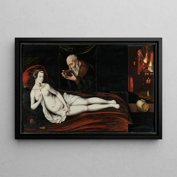 La Fille aînée de Loth - Hans Baldung — inramlat konstverk på väggen