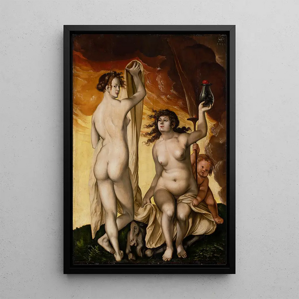 Två häxor - Hans Baldung — inramlat konstverk på väggen