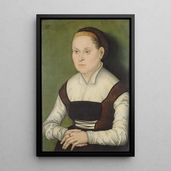Portrait av en kvinna - Hans Cranach — inramlat konstverk på väggen