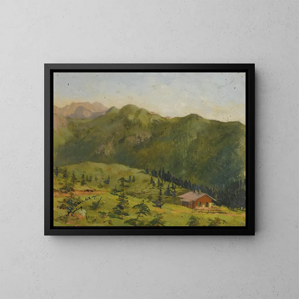 Le pavillon de chasse de Saas au Liechtenstein - Hans Gantner — inramlat konstverk på väggen