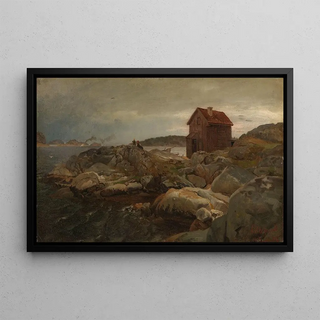 Hans Gude - A Fishermans Home Lillesand.webp