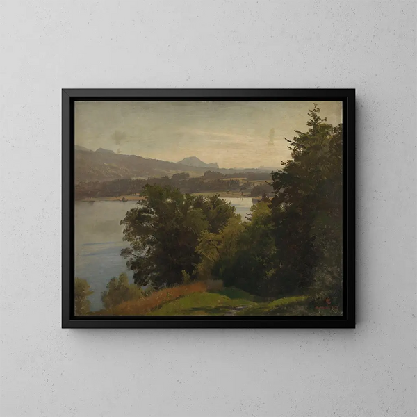 Vue du Mondsee - Hans Gude — inramlat konstverk på väggen